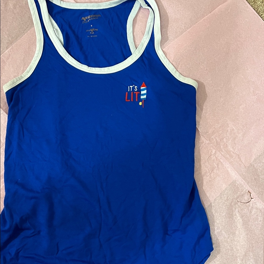 Arizona Jean Company Blue Tee with White Accents